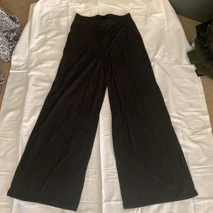 Missguided black ribbed wide leg pants